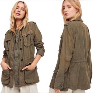 Free People Not Your Brother's Surplus Jacket Army Olive Green S Small
